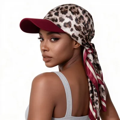 Women Fashion Printed Square Scarf Lace-Up Sunshade Sun Protection Cap