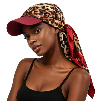 Women Fashion Printed Square Scarf Lace-Up Sunshade Sun Protection Cap