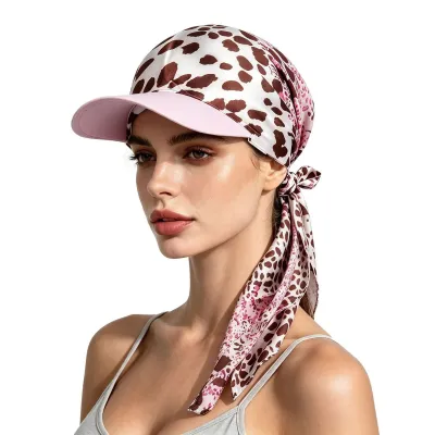 Women Fashion Printed Square Scarf Lace-Up Sunshade Sun Protection Cap