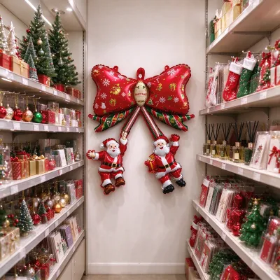 Christmas Bow Santa Claus Aluminum Film Balloon Party Wall Decoration 50pcs/Set
