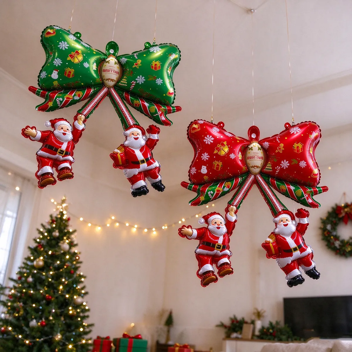Christmas Bow Santa Claus Aluminum Film Balloon Party Wall Decoration 50pcs/Set