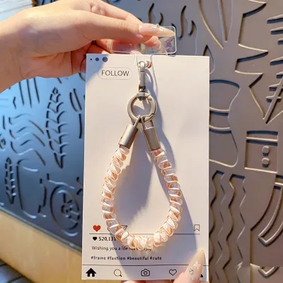 Women Fashion Telephone Line Chain Tpu Wrist Anti-Lost Keychain