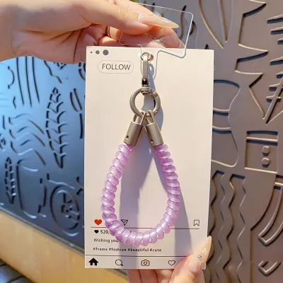Women Fashion Telephone Line Chain Tpu Wrist Anti-Lost Keychain