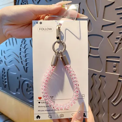 Women Fashion Telephone Line Chain Tpu Wrist Anti-Lost Keychain