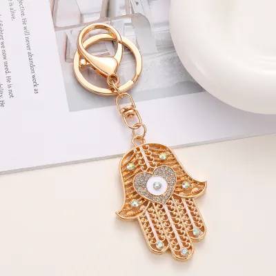 Women Fashion Creative Hip-Hop Style Alloy Rhinestone Palm Eye Keychain Pendant