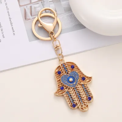 Women Fashion Creative Hip-Hop Style Alloy Rhinestone Palm Eye Keychain Pendant