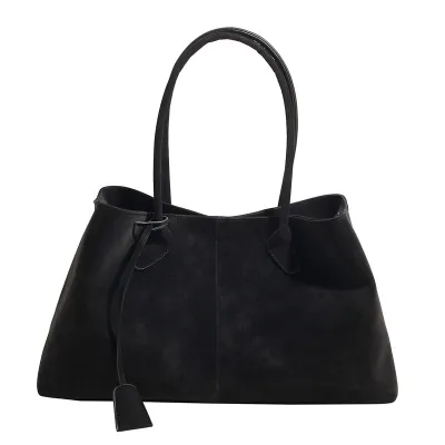 Women Fashion Retro Solid Color Suede Large Capacity Shoulder Bag
