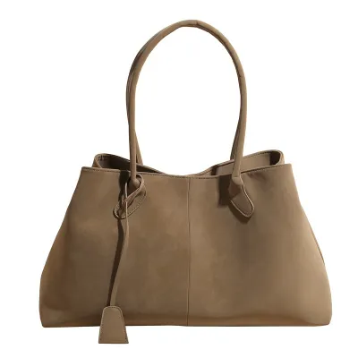Women Fashion Retro Solid Color Suede Large Capacity Shoulder Bag