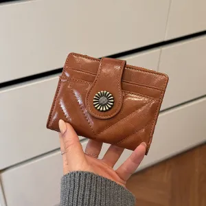 Women'S Fashion Casual Solid Color Pu Leather Short Coin Zipper Wallet