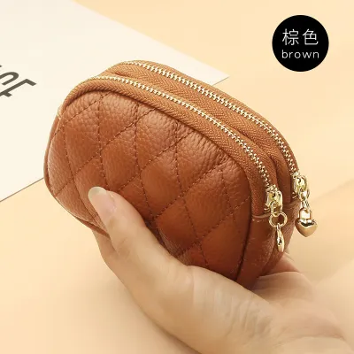 Women'S Fashion Solid Color Rhomboid Double-Layer Zipper Storage Mini Wallet