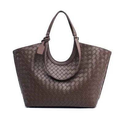 Women Fashion Casual Retro Solid Color Pattern Bag Large Capacity Handbag