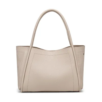 Women Fashion Casual Simple Solid Color Soft Leather Bucket Handbag