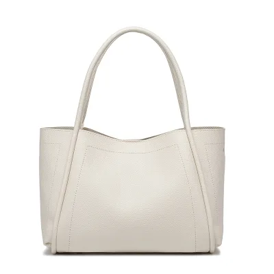Women Fashion Casual Simple Solid Color Soft Leather Bucket Handbag