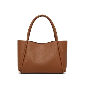 Women Fashion Casual Simple Solid Color Soft Leather Bucket Handbag