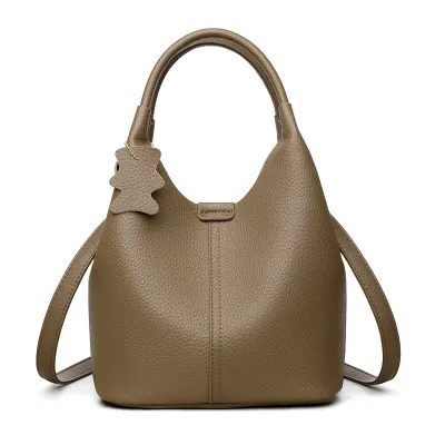 Women Fashion Casual Simple Solid Color Mid-Soft Handbag