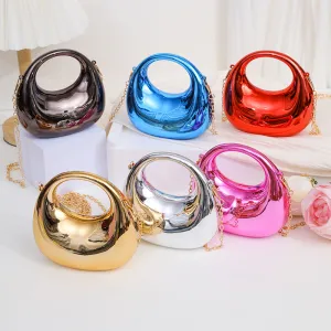 Kids Girls Fashion Solid Color Acrylic Chain Mini Crossbody Bag