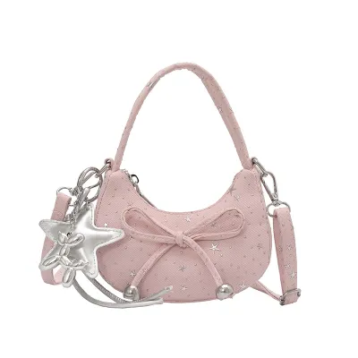 Kids Girls Fashion Cute Bow Star Print Mini Handbag