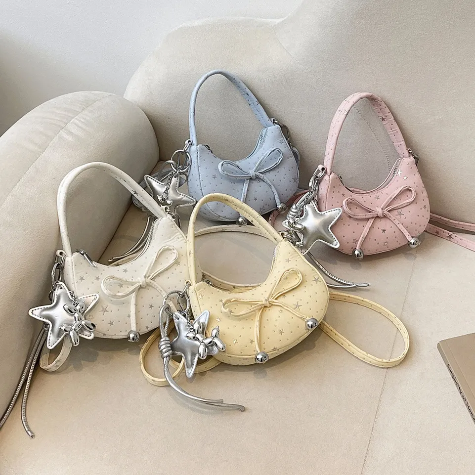 Kids Girls Fashion Cute Bow Star Print Mini Handbag