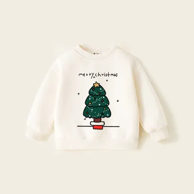 Christmas Kids Boys And Girls Fashion Printed Autumn And Winter Velvet Long-Sleeve Sweatshirt