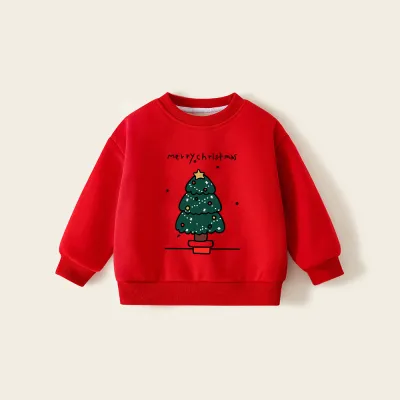 Christmas Kids Boys And Girls Fashion Printed Autumn And Winter Velvet Long-Sleeve Sweatshirt