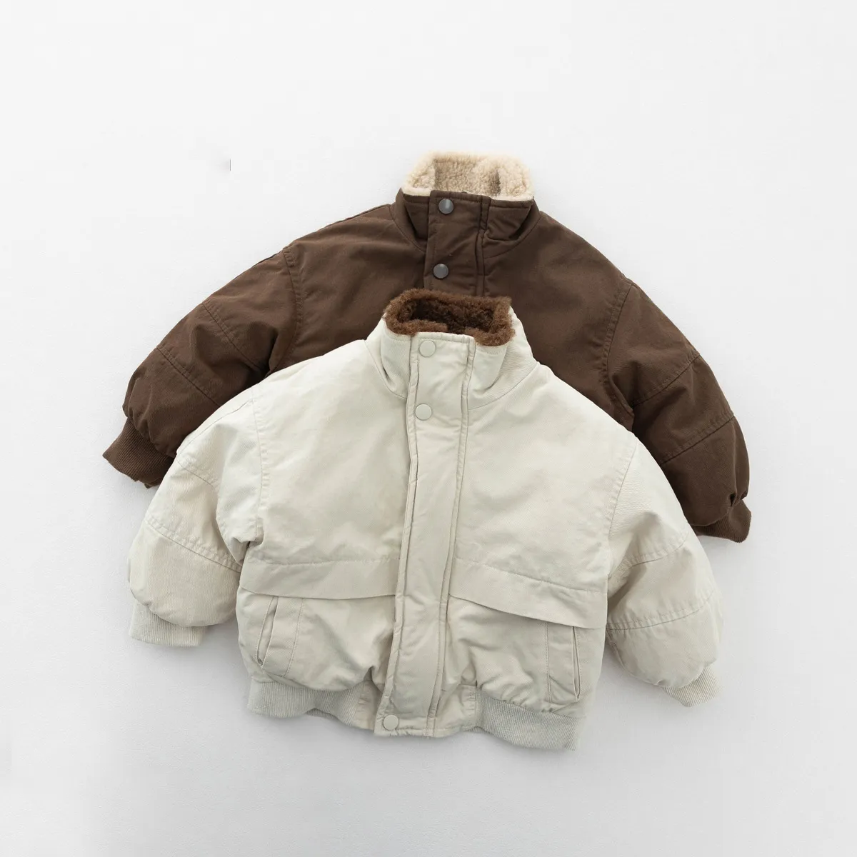 Kids Winter Boys And Girls Fashion Casual Winter Solid Color Cotton-Padded Thickened Warm Coat