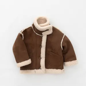 Kids Boys And Girls Fashion Autumn Fur-Lined Warm Stand-Collar Long-Sleeve Coat