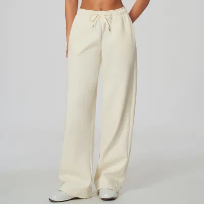 Women Fashion Casual Autumn And Winter Warm Solid Color High Waist Loose Sports Pants