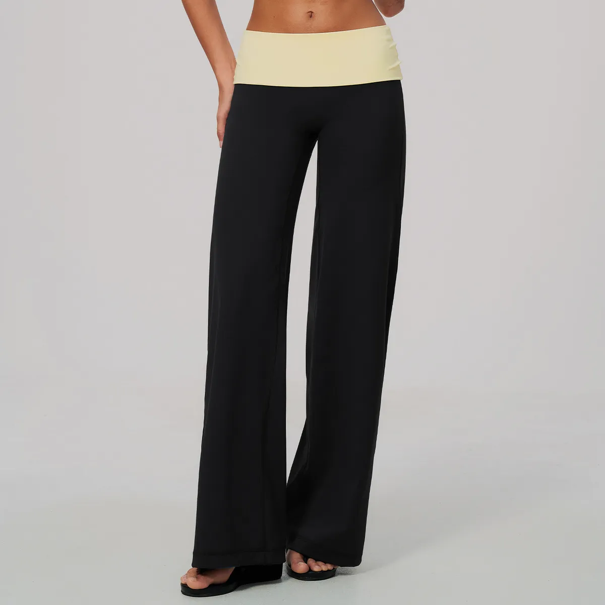 Women Fashion Casual Color Contrast High Waist Loose Yoga Pants