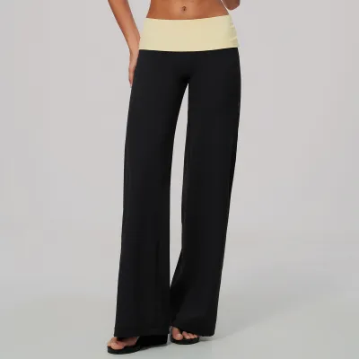 Women Fashion Casual Color Contrast High Waist Loose Yoga Pants