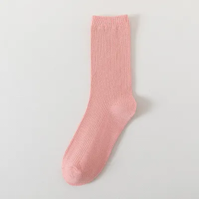 Fashion Simple Solid Color Cotton Mid-Tube Socks