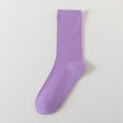 Fashion Simple Solid Color Cotton Mid-Tube Socks