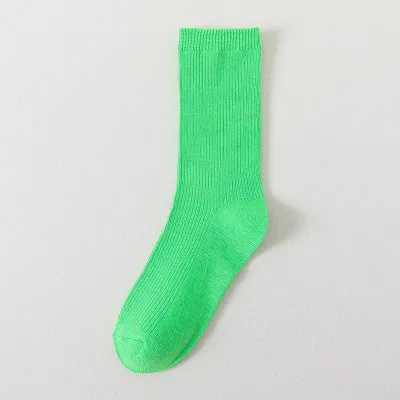 Fashion Simple Solid Color Cotton Mid-Tube Socks