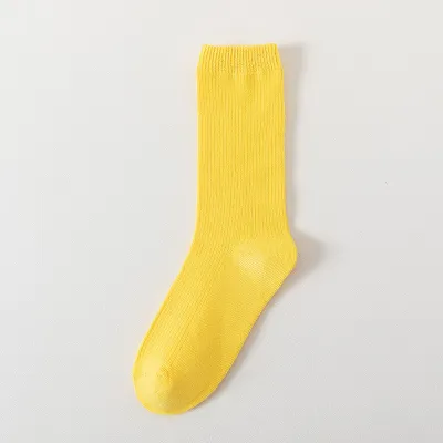 Fashion Simple Solid Color Cotton Mid-Tube Socks