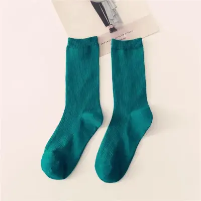 Fashion Simple Solid Color Cotton Mid-Tube Socks