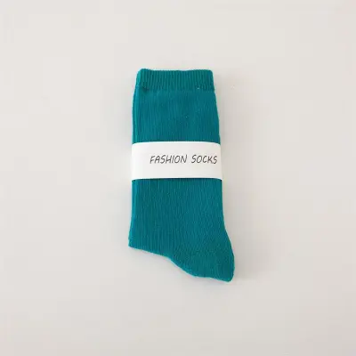 Women Fashion Spring And Summer Solid Color Mid-Tube Socks