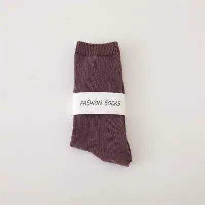 Women Fashion Spring And Summer Solid Color Mid-Tube Socks