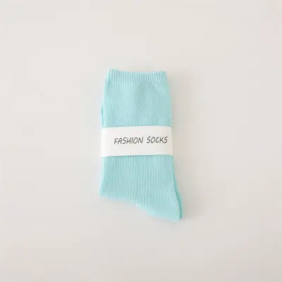 Women Fashion Spring And Summer Solid Color Mid-Tube Socks
