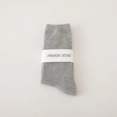 Women Fashion Spring And Summer Solid Color Mid-Tube Socks