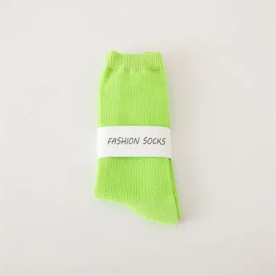 Women Fashion Spring And Summer Solid Color Mid-Tube Socks