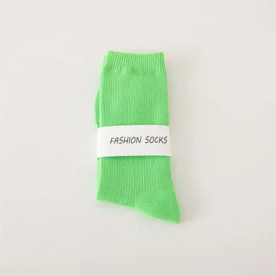 Women Fashion Spring And Summer Solid Color Mid-Tube Socks