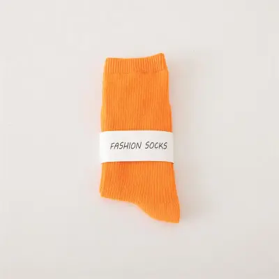 Women Fashion Spring And Summer Solid Color Mid-Tube Socks