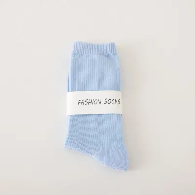 Women Fashion Spring And Summer Solid Color Mid-Tube Socks