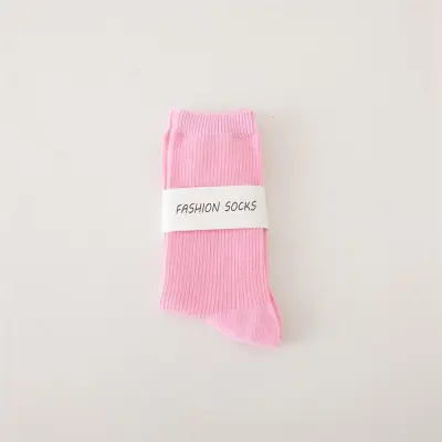 Women Fashion Spring And Summer Solid Color Mid-Tube Socks