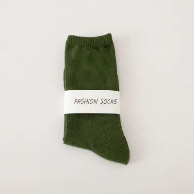 Women Fashion Spring And Summer Solid Color Mid-Tube Socks