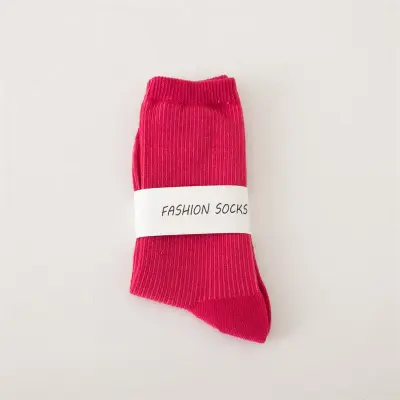 Women Fashion Spring And Summer Solid Color Mid-Tube Socks