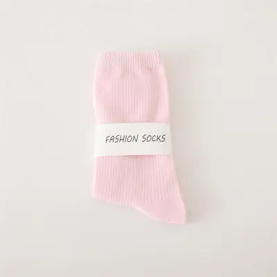 Women Fashion Spring And Summer Solid Color Mid-Tube Socks