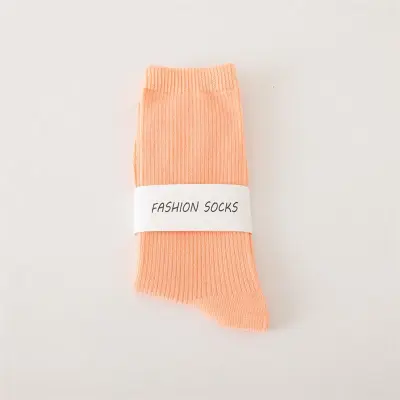 Women Fashion Spring And Summer Solid Color Mid-Tube Socks