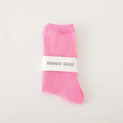 Women Fashion Spring And Summer Solid Color Mid-Tube Socks
