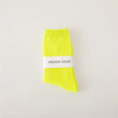 Women Fashion Spring And Summer Solid Color Mid-Tube Socks
