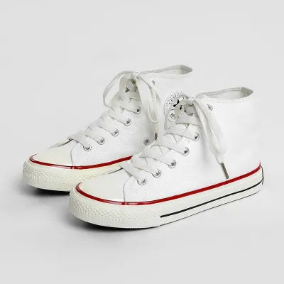 Women Fashion Casual Retro Solid Color Round-Toe High-Top Canvas Sneakers